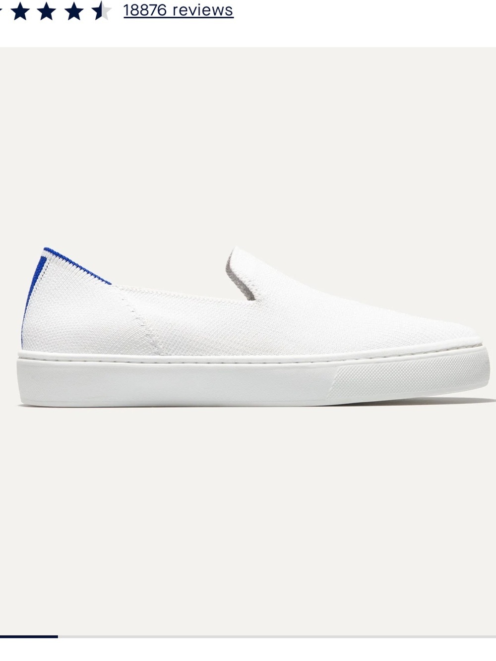 Rothy's White Slip-On Sneaker with Blue Heel Trim Sz 11.5